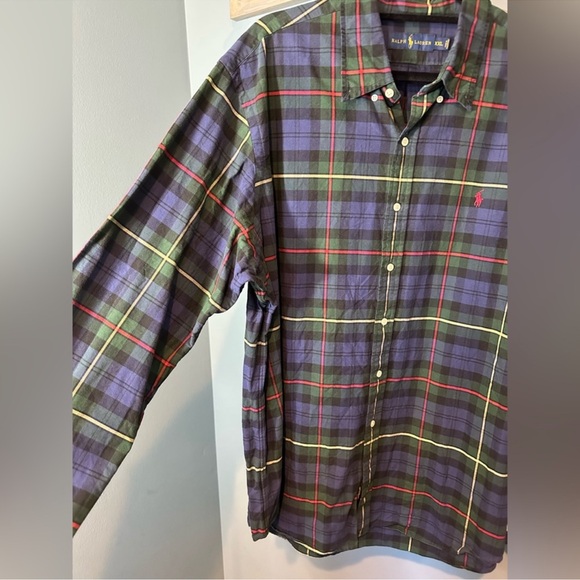 Polo Ralph Lauren Button Up Long Sleeve Oxford Shirt in Blue/Green/Red - Picture 6 of 13